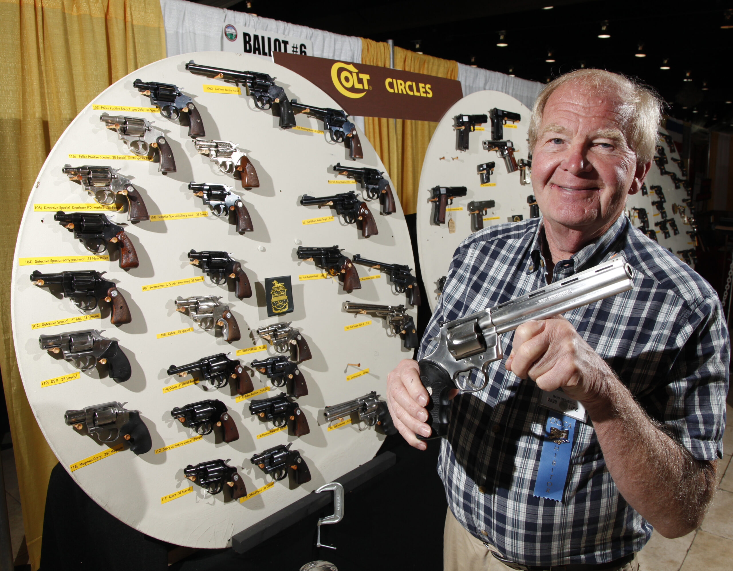 Bob Deubell with one of several Colt displays.