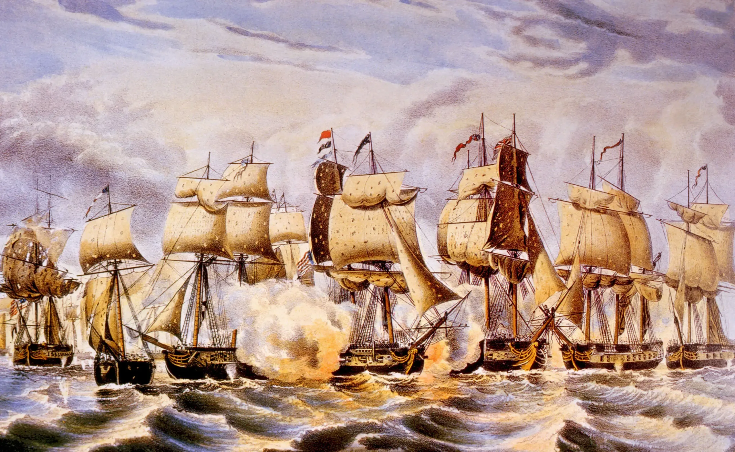 The Battle of Lake Erie, September 10, 1813, lithograph by Nathaniel Currier